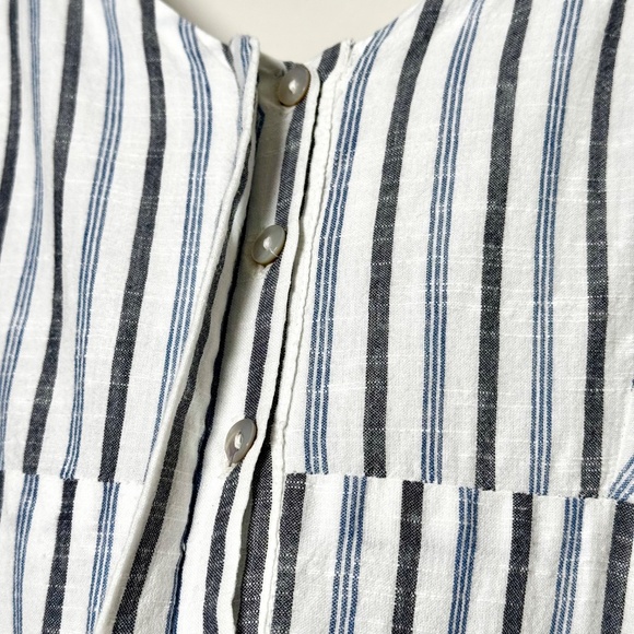 LoveShackFancy Edeline Navy Blue Stripped Sleeveless Ruffled Hem Jumpsuit Sz 4 - Picture 4 of 12